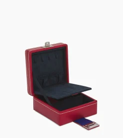 Boite à bijoux de voyage en cuir - Garnet red