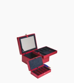 Boite à bijoux moyen modèle en cuir - Garnet red