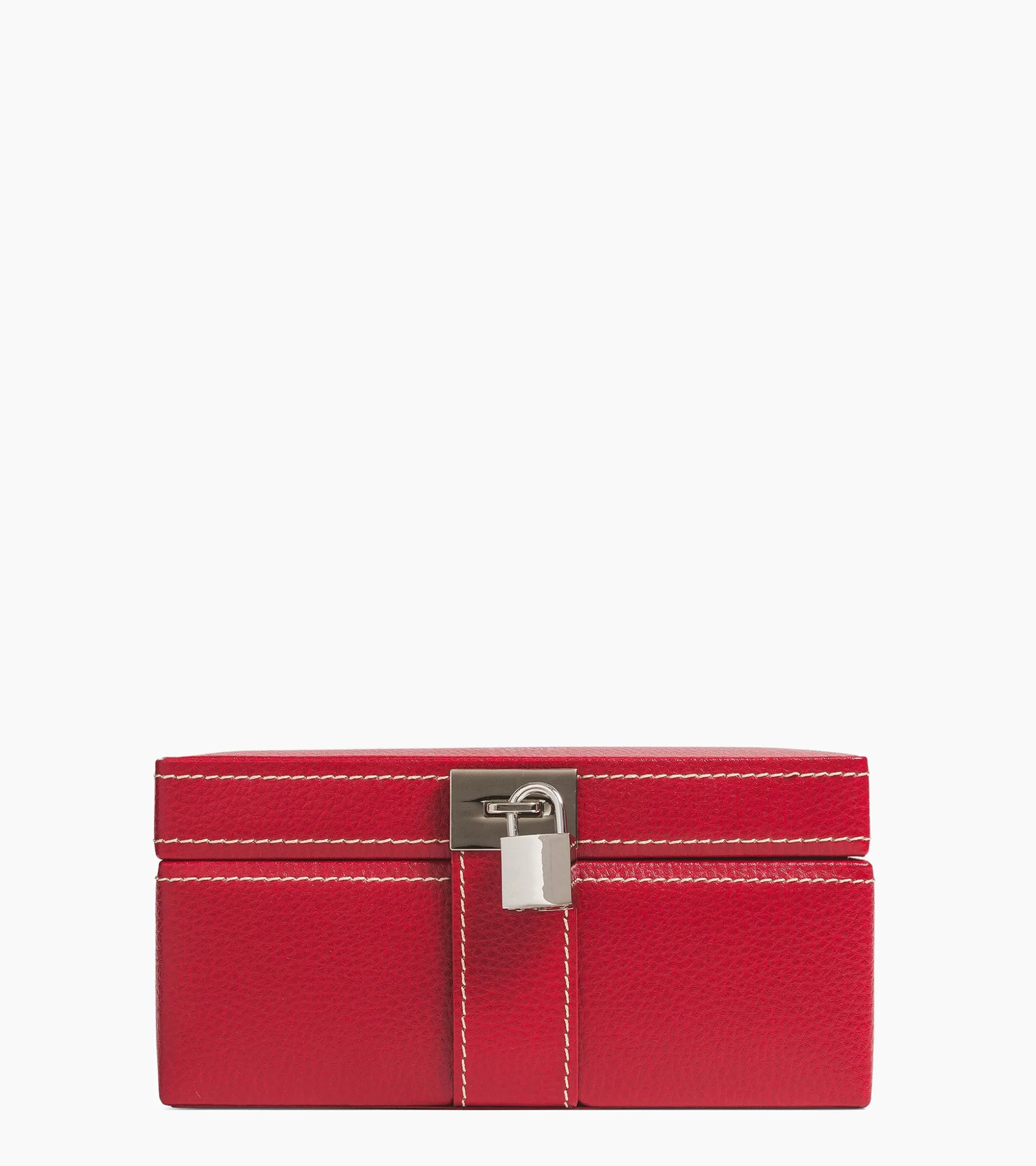 Boite à bijoux moyen modèle en cuir - Garnet red