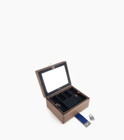 Boite à bijoux moyen modèle en cuir - Taupe