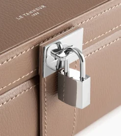 Boite à bijoux moyen modèle en cuir - Taupe