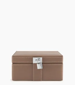 Boite à bijoux moyen modèle en cuir - Taupe