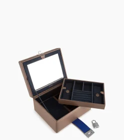 Boite à bijoux moyen modèle en cuir - Taupe