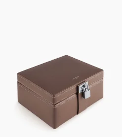 Boite à bijoux moyen modèle en cuir - Taupe