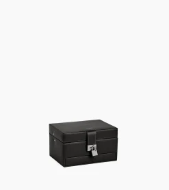 Boite à bijoux moyen modèle ouverture automatique en cuir - NOIR 1