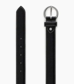 Ceinture femme avec boucle ronde en cuir grainé - Noir