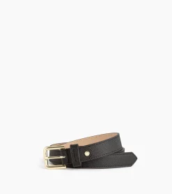 Ceinture femme avec boucle carrée en cuir signature t - Black