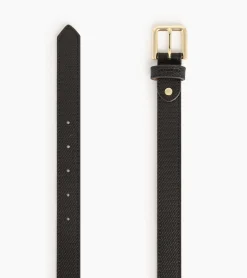 Ceinture femme avec boucle carrée en cuir signature t - Black
