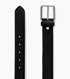 Ceinture homme avec boucle carrée Charles en cuir grainé - Noir