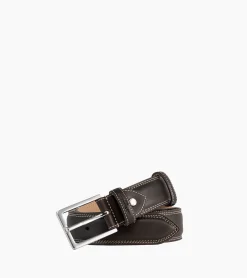 Ceinture homme avec boucle carrée Martin en cuir lisse - Marron