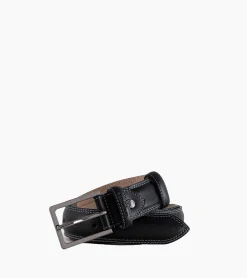 Ceinture homme avec boucle carrée Martin en cuir lisse - Noir
