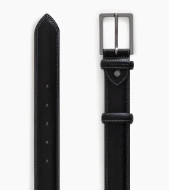 Ceinture homme avec boucle carrée Martin en cuir lisse - Noir