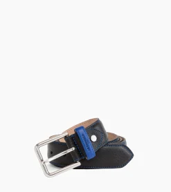 Ceinture homme avec boucle carrée Charles en cuir grainé - Noir et Bleu