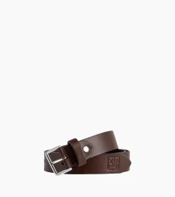 Ceinture homme avec boucle carrée en cuir lisse - Coffee Brown