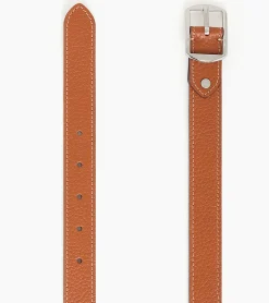 Ceinture réversible femme avec boucle carrée en cuir grainé - Black Brown