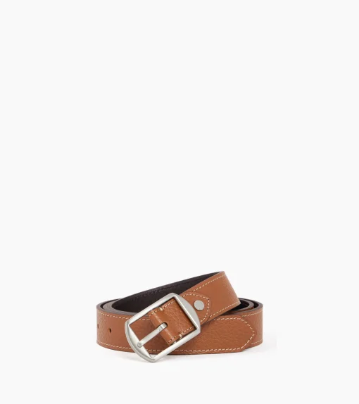 Ceinture réversible homme avec boucle carrée en cuir grainé - Black Brown
