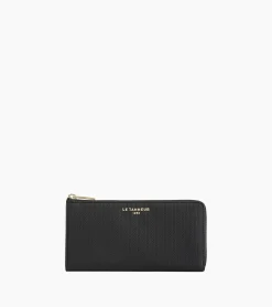 Compagnon zippé Emilie en cuir signature T - Black Le Bleu
