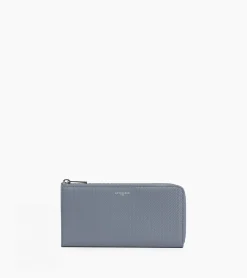Compagnon zippé Emilie en cuir signature T - BLEU ARGILE