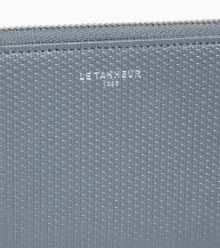 Compagnon zippé Emilie en cuir signature T - BLEU ARGILE