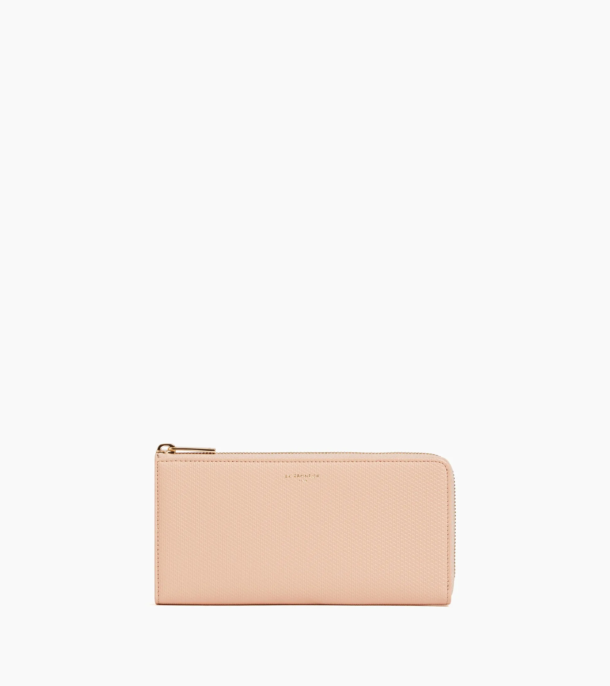 Compagnon zippé Emilie en cuir signature T - ROSE POUDRE
