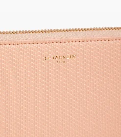 Compagnon zippé Emilie en cuir signature T - ROSE POUDRE