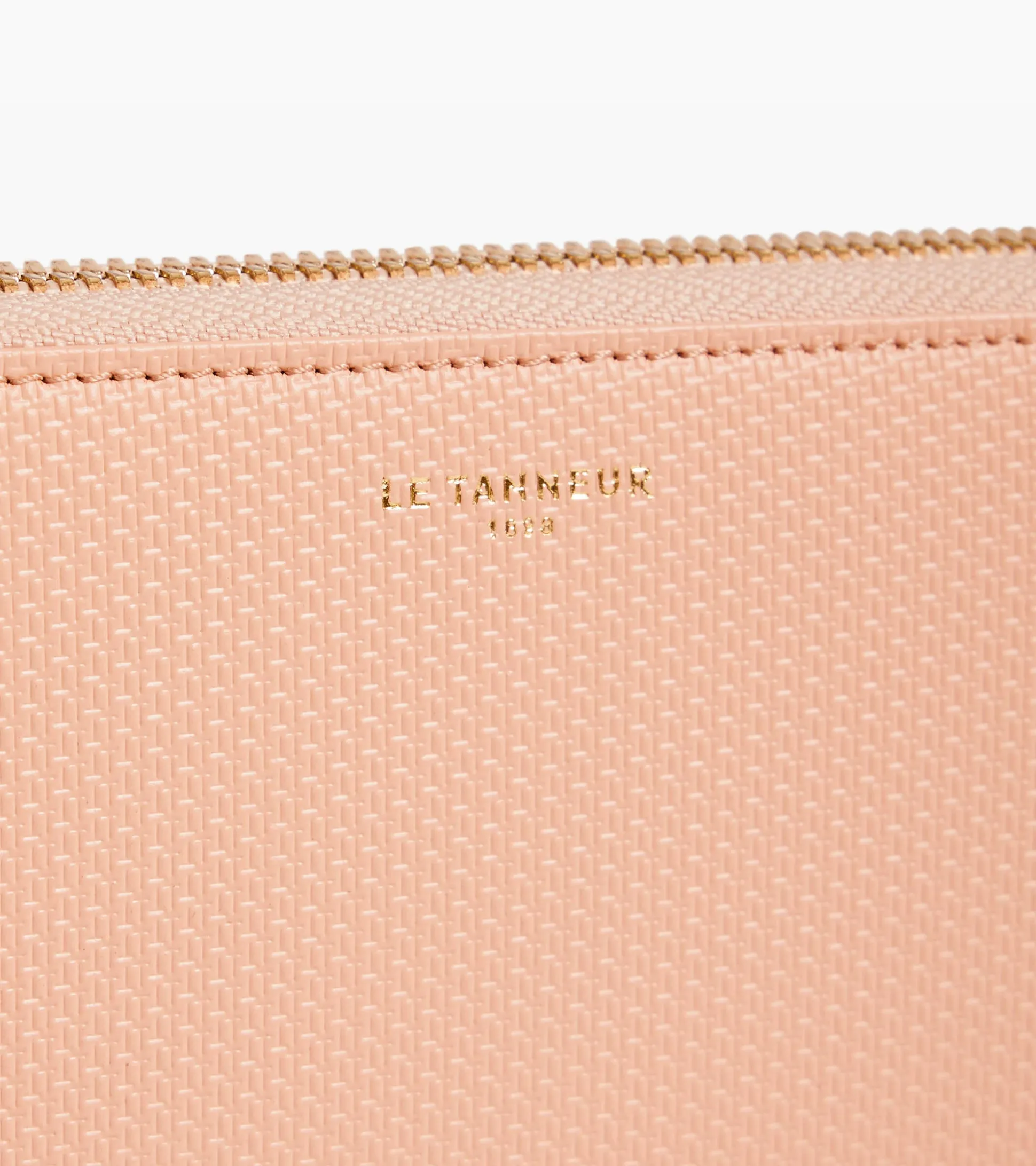 Compagnon zippé Emilie en cuir signature T - ROSE POUDRE