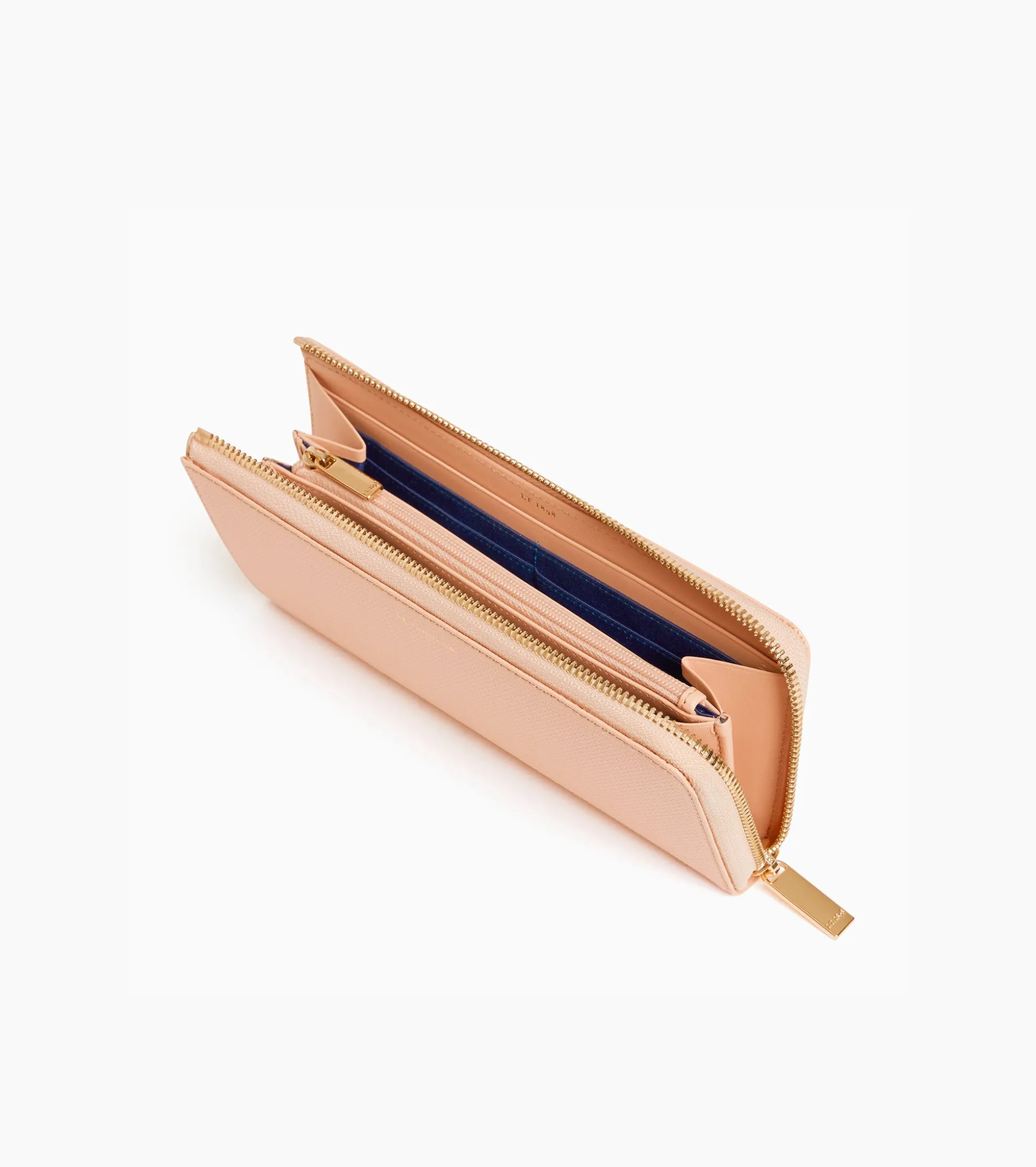 Compagnon zippé Emilie en cuir signature T - ROSE POUDRE