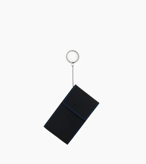 Etui clés à rabat Charles en cuir grainé - Black Le Bleu