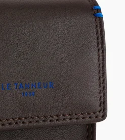 Etui clés à rabat Martin en cuir lisse - Coffee Brown