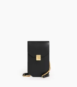 Etui téléphone à rabat Rose en cuir lisse - Black