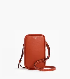Etui téléphone Emile en cuir grainé - Mahogany Brown