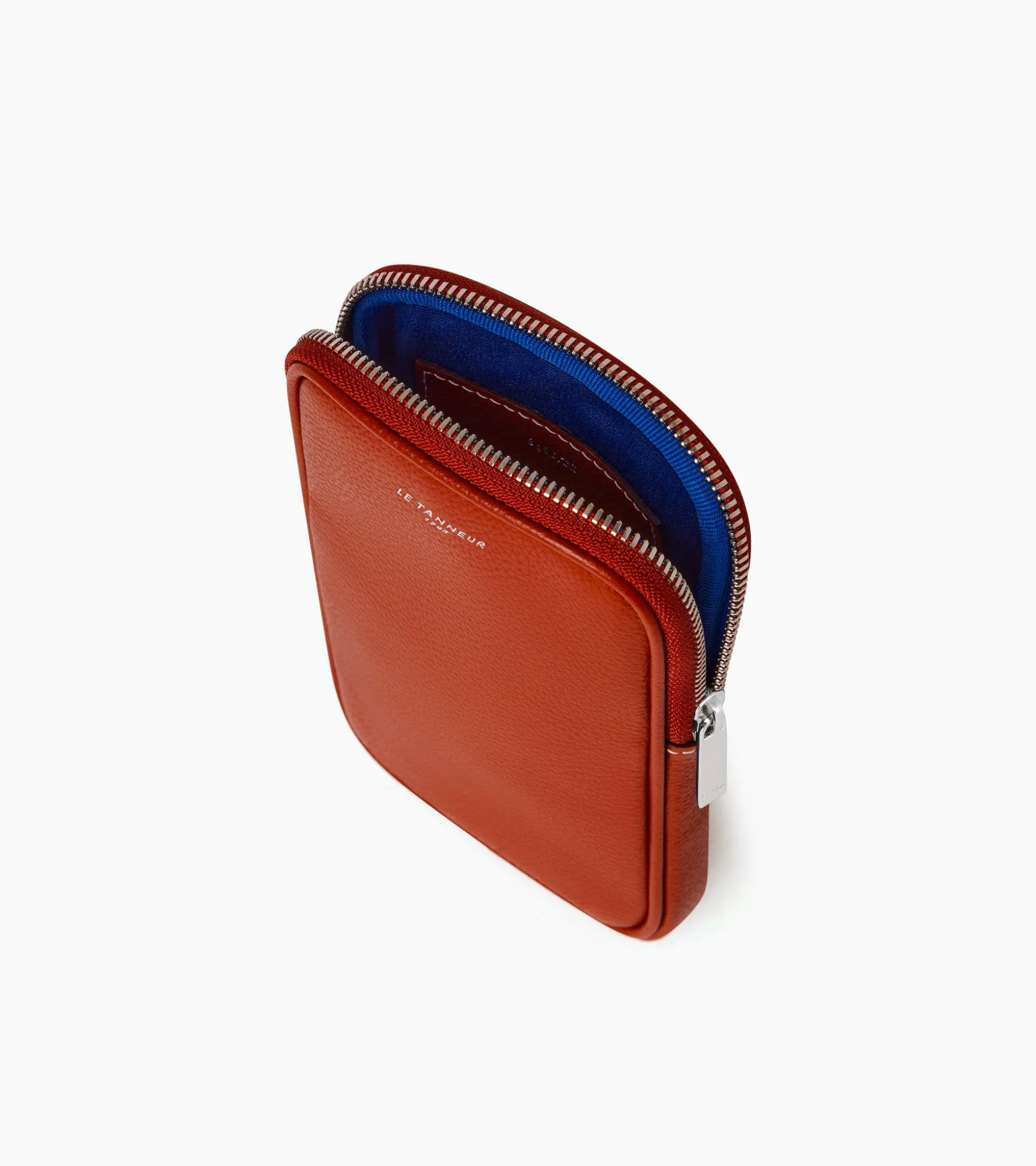 Etui téléphone Emile en cuir grainé - Mahogany Brown