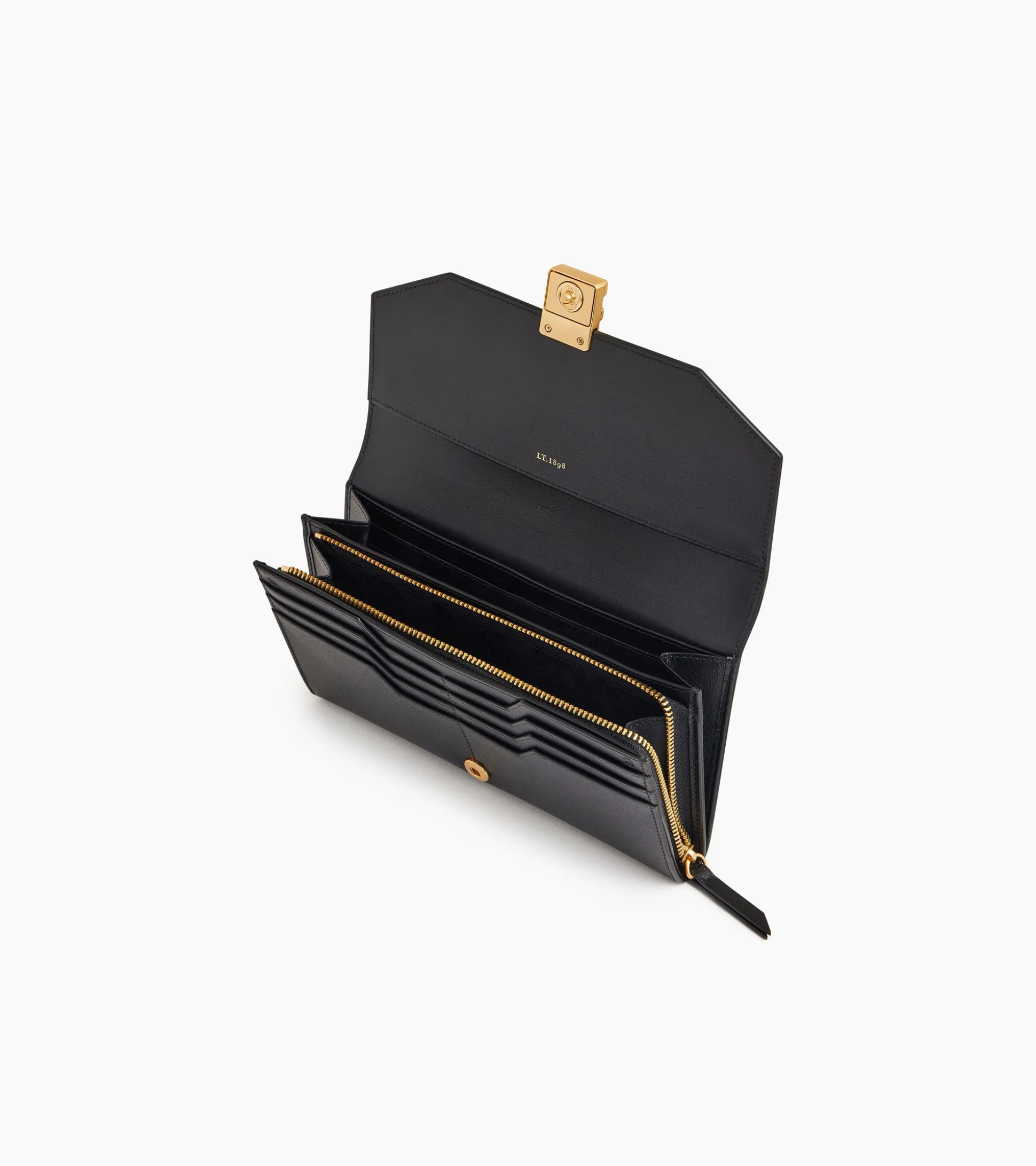 Grand portefeuille Rose en cuir lisse - Black