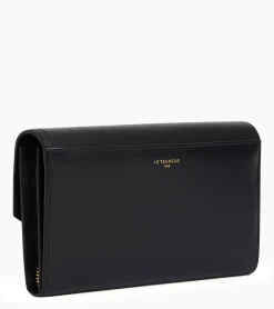 Grand portefeuille Rose en cuir lisse - Black