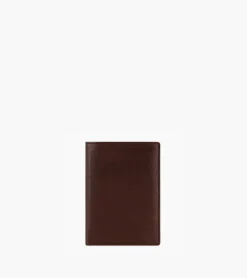 Grand portefeuille vertical zippé 2 volets Gary en cuir huilé - Brown