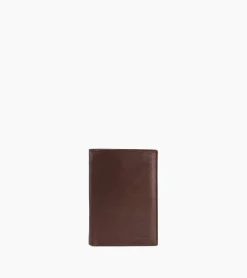 Grand portefeuille vertical zippé 3 volets Gary en cuir huilé - Brown