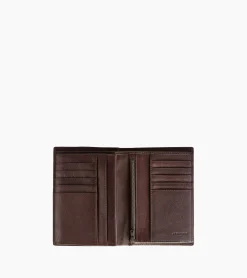 Grand portefeuille vertical zippé 3 volets Gary en cuir huilé - Brown