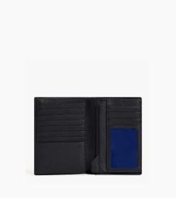 Grand portefeuille vertical zippé 2 volets Charles en cuir grainé - Black