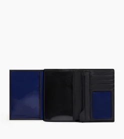 Grand portefeuille vertical zippé 2 volets Charles en cuir grainé - Black