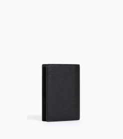 Grand portefeuille vertical zippé 2 volets Charles en cuir grainé - Black