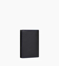 Grand portefeuille vertical zippé 2 volets Charles en cuir grainé - Black Le Bleu