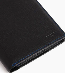 Grand portefeuille vertical zippé 2 volets Charles en cuir grainé - Black Le Bleu