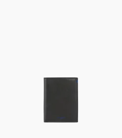 Grand portefeuille vertical zippé 2 volets Martin en cuir lisse - Black