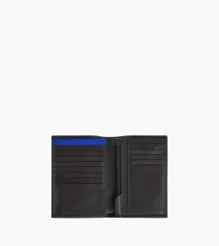Grand portefeuille vertical zippé 2 volets Martin en cuir lisse - Black