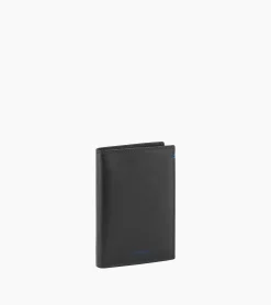 Grand portefeuille vertical zippé 2 volets Martin en cuir lisse - Black