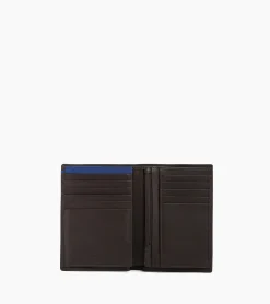 Grand portefeuille vertical zippé 2 volets Martin en cuir lisse - Coffee Brown