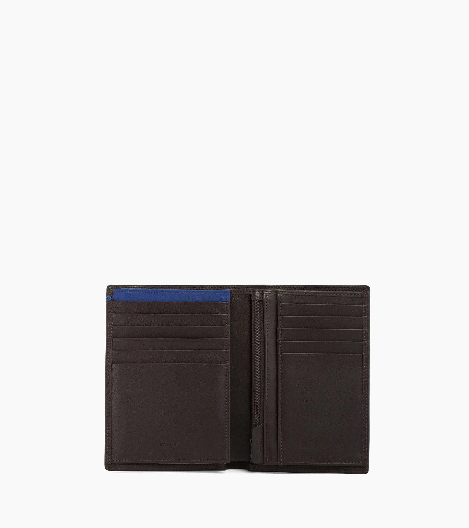 Grand portefeuille vertical zippé 2 volets Martin en cuir lisse - Coffee Brown