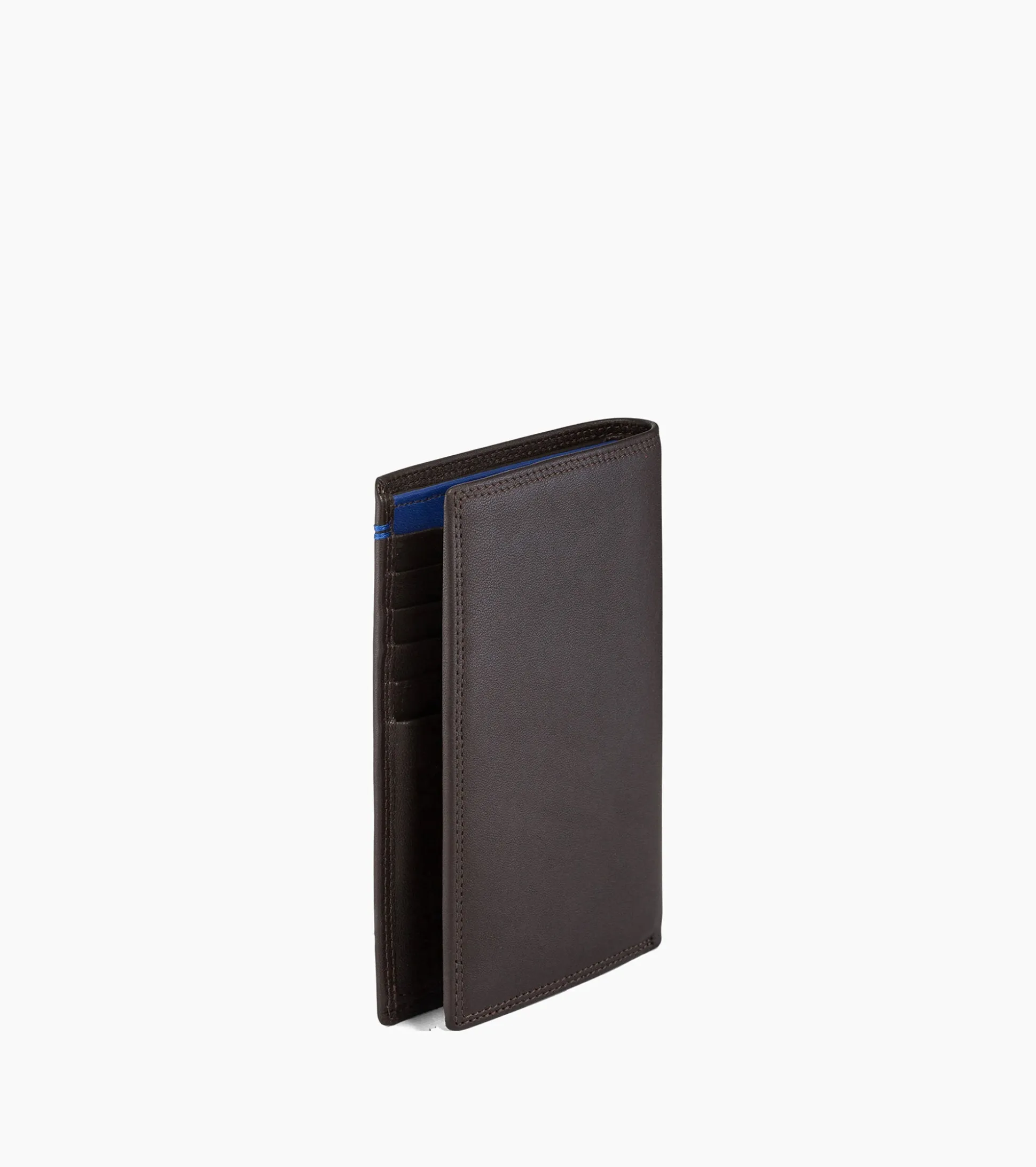 Grand portefeuille vertical zippé 2 volets Martin en cuir lisse - Coffee Brown