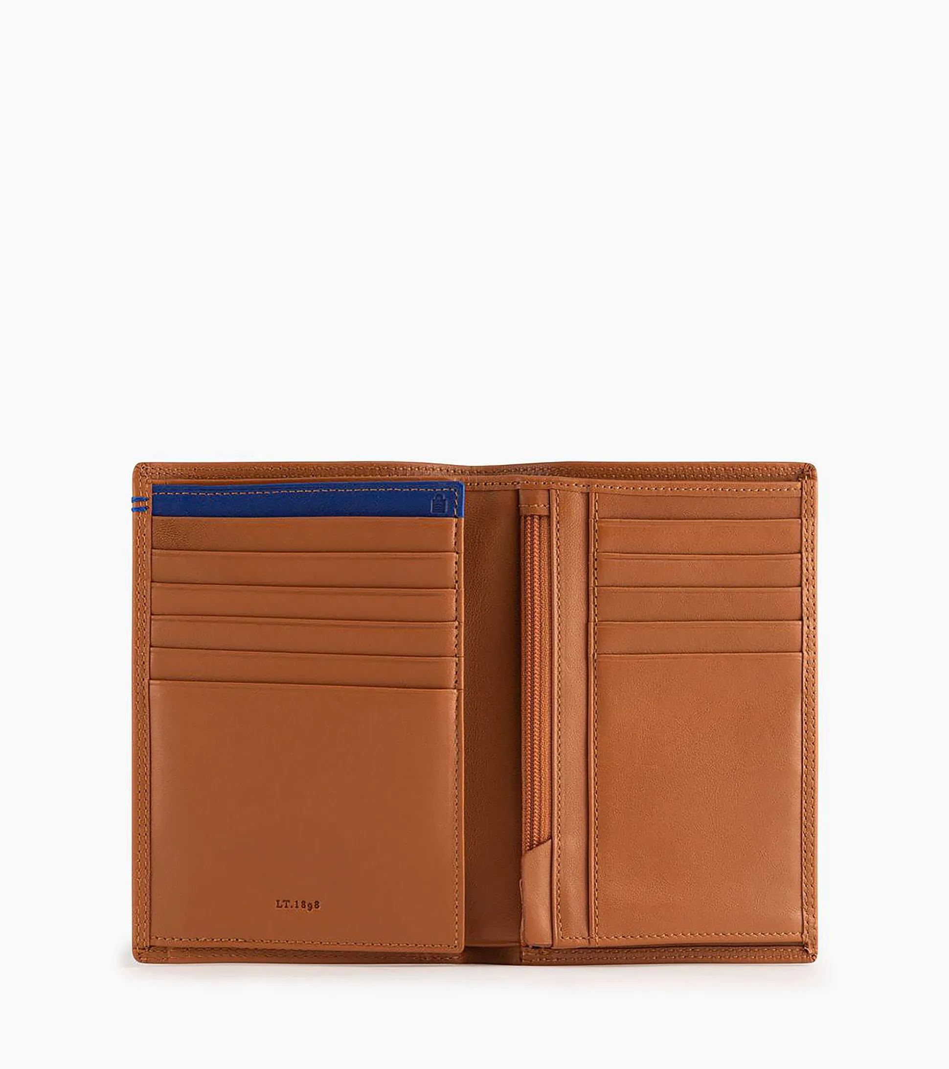 Grand portefeuille vertical zippé 2 volets Martin en cuir lisse - Brown Tan