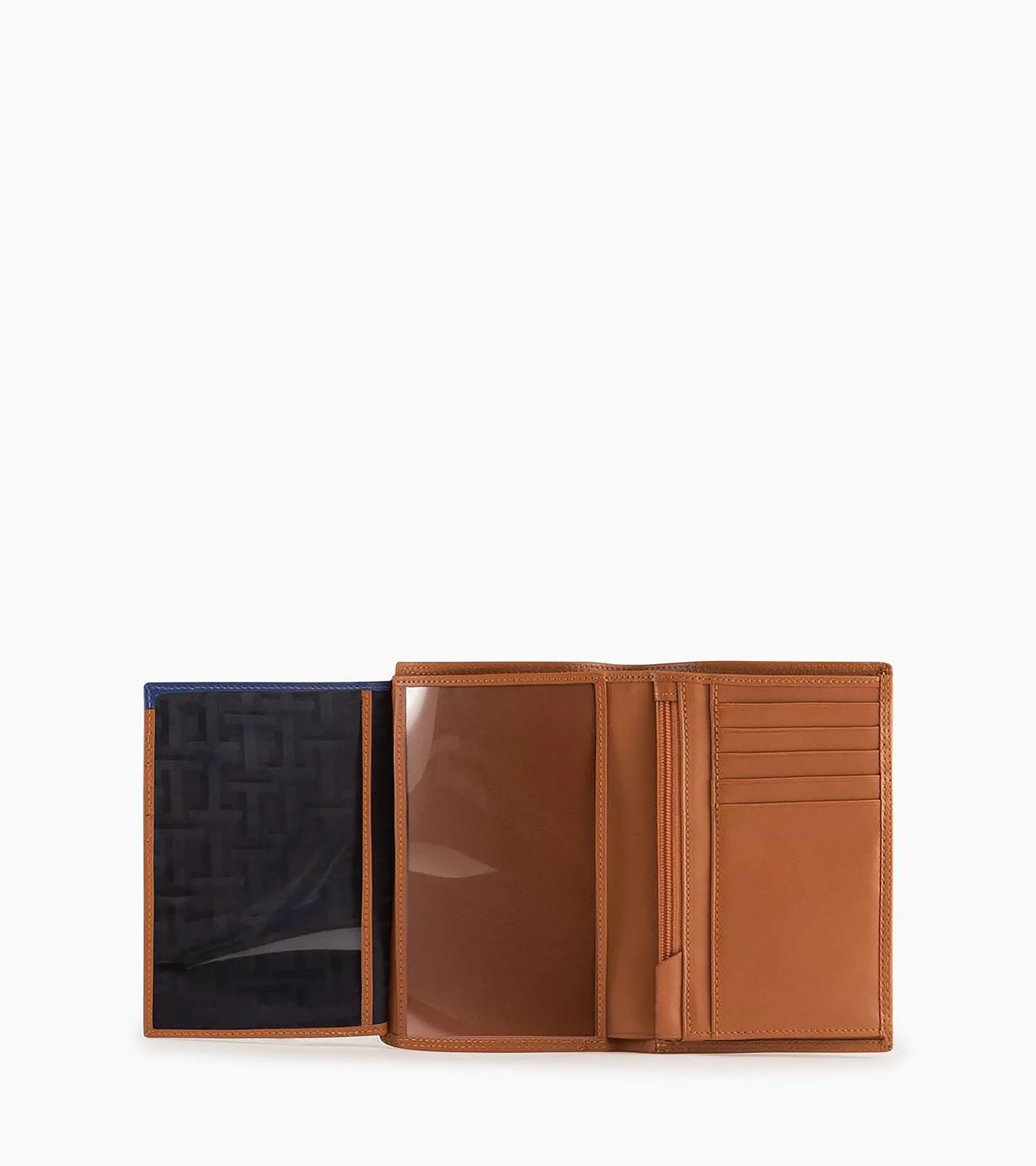 Grand portefeuille vertical zippé 2 volets Martin en cuir lisse - Brown Tan